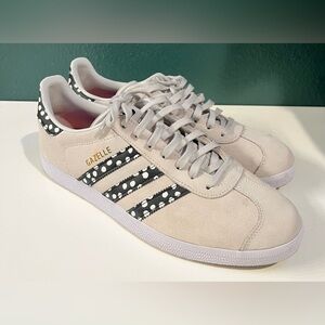 adidas Gazelle Beige and Black Polka Dot Sneakers